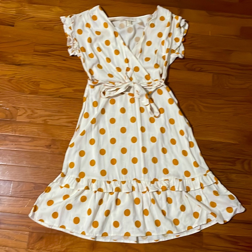 Monteau mustard polka dot dress